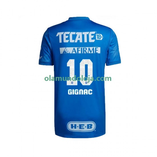 Camisola Tigres UANL André-Pierre Gignac 10 Homem Equipamento Segundo 2022-2023 Manga Curta